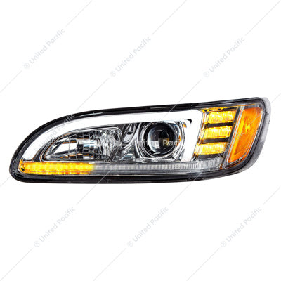 Image of the United Pacific Peterbilt 05-15 Chrome Projector LED Sequential Turn Signal DRL Driver Part # 35765