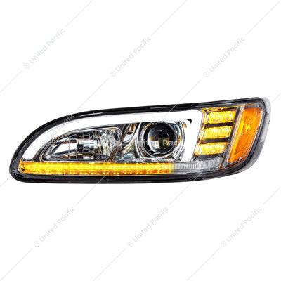 Image of the United Pacific Peterbilt 05-15 Chrome Projector LED Sequential Turn Signal DRL Driver Part # 35765