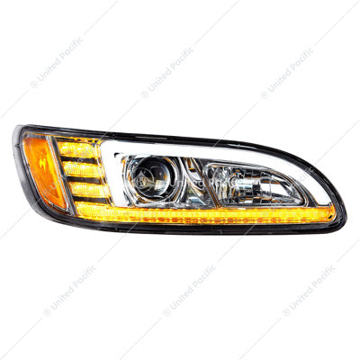 United Pacific Peterbilt 05-15 Chrome Projector LED Sequential Turn Signal DRL Passenger Part # 35766