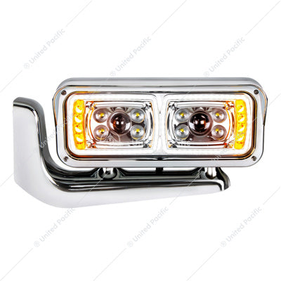 Peterbilt 379 10 High Power LED Chrome Projection Headlight with Mount Arm - Driver Side