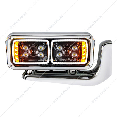 10 High Power LED "Blackout" Projection Headlight Assembly With Mounting Arm - Passenger