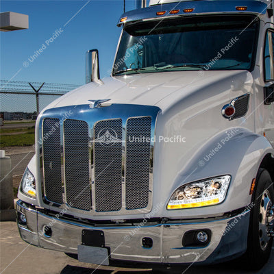 Chrome Projection Headlight With LED Sequential Turn and DRL For 2012-2021 Peterbilt 579- Driver