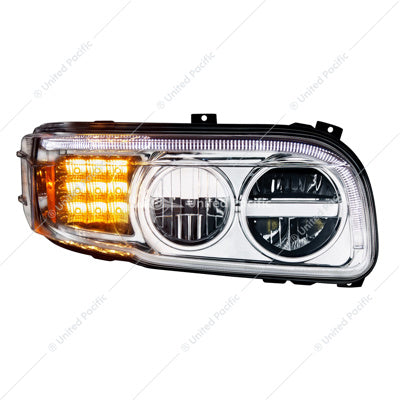 Chrome LED Headlight With LED Turn & Position Light Bar For Peterbilt 388(2008-2015) & 389(2008-2023)- Passenger