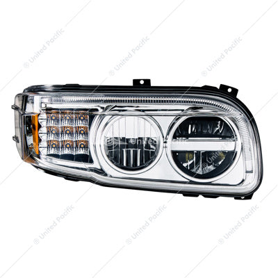 Chrome LED Headlight With LED Turn & Position Light Bar For Peterbilt 388(2008-2015) & 389(2008-2023)- Passenger