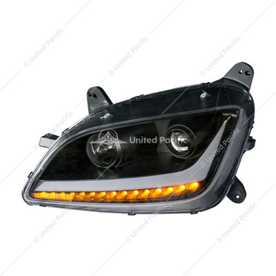 Peterbilt 579(2012-2021) & 587(2010-2016) Black Projection Headlight with LED Position & Signal - Drivers's Side