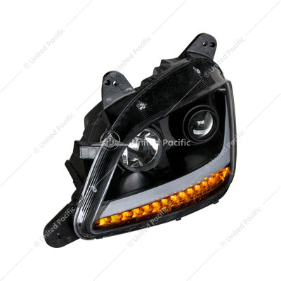 Peterbilt 579(2012-2021) & 587(2010-2016) Black Projection Headlight with LED Position & Signal - Drivers's Side