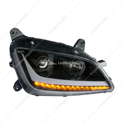 Peterbilt 579(2012-2021) & 587(2010-2016) Black Projection Headlight with LED Position & Signal Passenger's Side