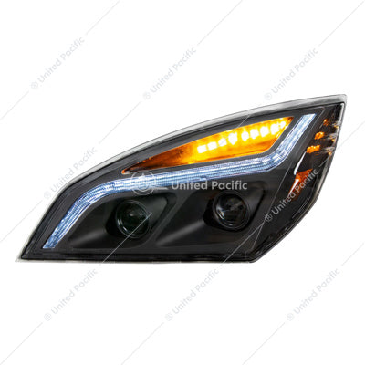 Black LED Projection Headlight With LED Position Light For 2018-2024 Freightliner Cascadia - Driver