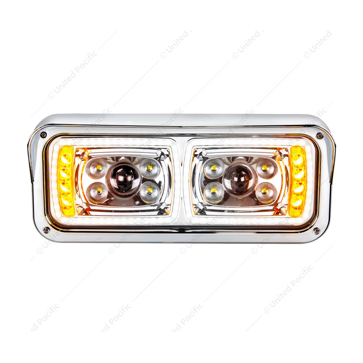 10 High Power LED "Chrome" Projection Headlight With LED Turn Signal & Position Light Bar - Passenger