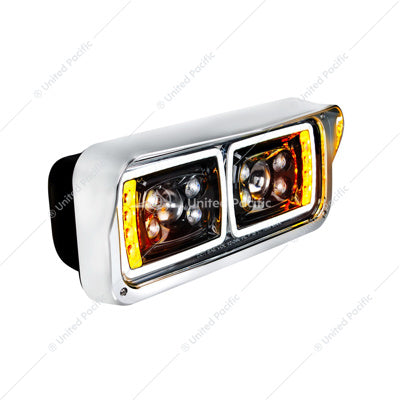 KENWORTH-FREIGHTLINER-PETERBILT LED Black Projector Headlight Assembly - Passenger