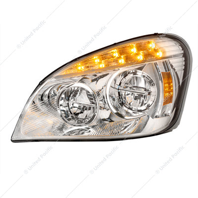 Freightliner Cascadia Chrome LED Headlight 2008-2017 Drivers's Side