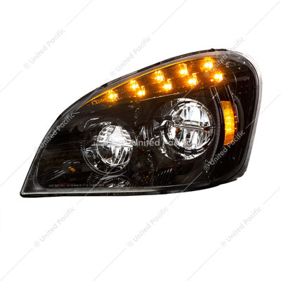 Freightliner Cascadia Black LED Headlight 2008-2017 Drivers's Side