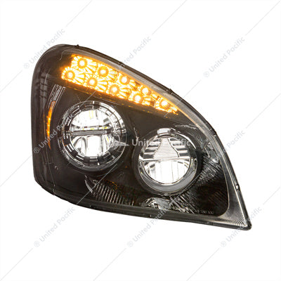 Freightliner Cascadia Black LED Headlight 2008-2017 Passenger's Side