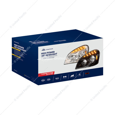 Freightliner Cascadia Black LED Headlight 2008-2017 Passenger's Side