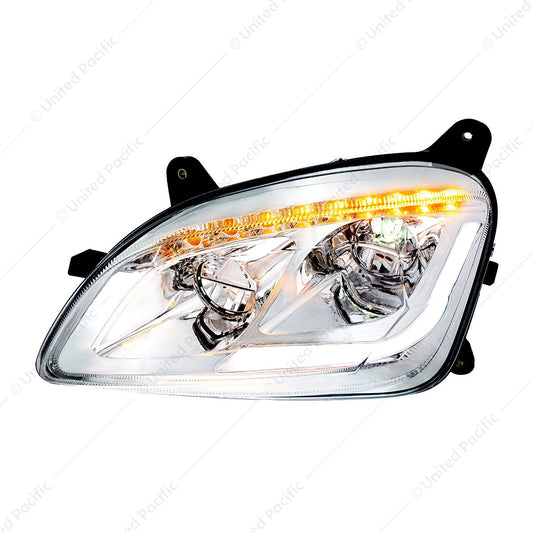Chrome LED Headlight W/Sequential LED Turn Signal For Peterbilt 579 (2012-21) & 587 (2010-16) - Driver