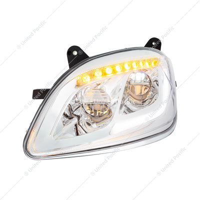 Chrome LED Headlight W/Sequential LED Turn Signal For Peterbilt 579 (2012-21) & 587 (2010-16) - Passenger