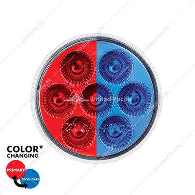 2" ROUND DOUBLE FURY LIGHT (CLEARANCE/MARKER) - RED & BLUE LED/CLEAR LENS