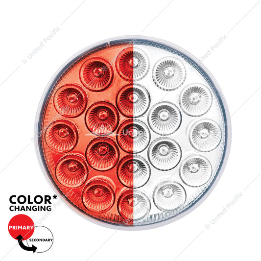19 LED 4" Round Double Fury Light (Stop & Turn) - Red & White LED/Clear Lens