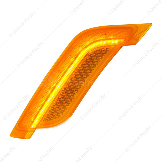 12 Amber LED Fender Turn Signal Light For Peterbilt 579 (2012-2021) & 587 (2012-2018)- Driver, Amber Lens