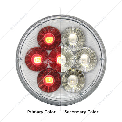 4" ROUND DOUBLE FURY LIGHT (STOP, TURN & TAIL) - RED & WHITE LED/CLEAR LENS-14 LED