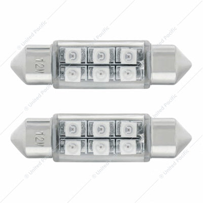 6 SMD HIGH POWER MICRO SMD LED 6418/6461-36MM LIGHT BULB (2-PACK) WHITE