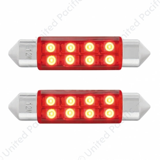 8 SMD High Power Micro LED 211-2 Dome Light Bulb - Red (2-Pack)