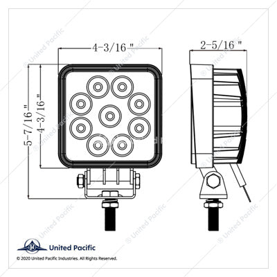 9 High Power LED 4-1/4" Square Competition Series Work Light - Flood