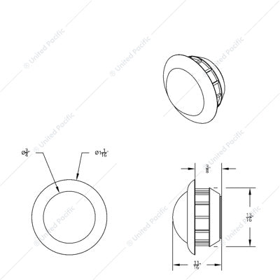 Single SMD LED 3/4" Mini Light (Clearance/Marker) with Rubber Grommet - Amber LED/Amber Lens