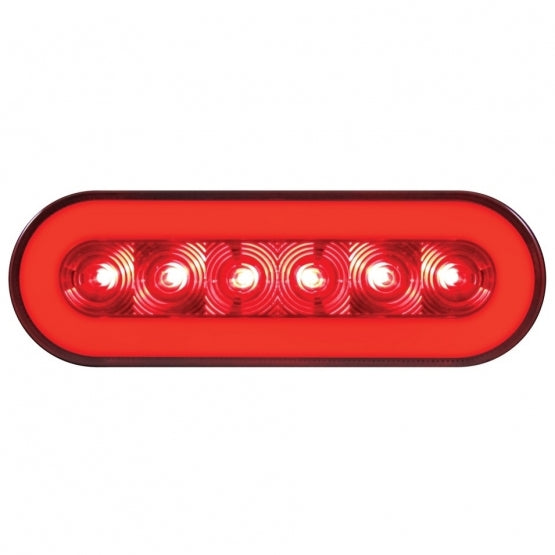 6" Oval GloLight (Stop, Turn & Tail) 22LED Red LED/Red Lens