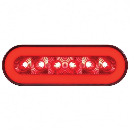 6" Oval GloLight (Stop, Turn & Tail) 22LED Red LED/Red Lens