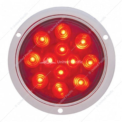 4" ROUND FLANGE MOUNT LIGHT (STOP, TURN & TAIL) - RED LED/RED LENS-12 LED