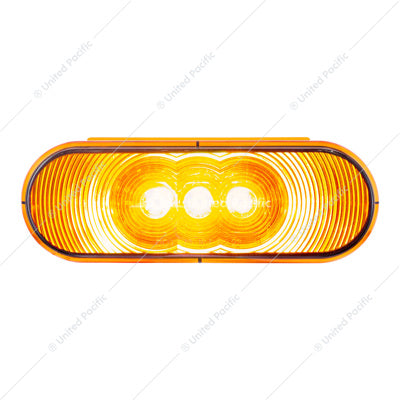 3 LED 6" Oval Light Turn Signal - Amber LED/Amber Lens