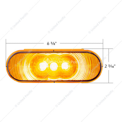 3 LED 6" Oval Light Turn Signal - Amber LED/Amber Lens