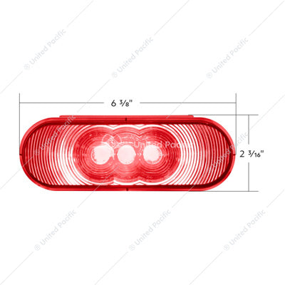 3 LED 6" Oval Light Stop, Turn, & Tail - Red LED/Red Lens