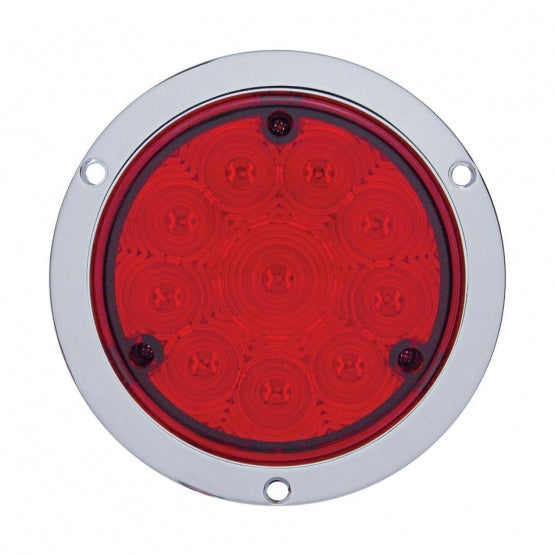 4" Round Flange Mount Stop, Turn & Tail LED Light - 10 Diodes - Red LED/Red Lens