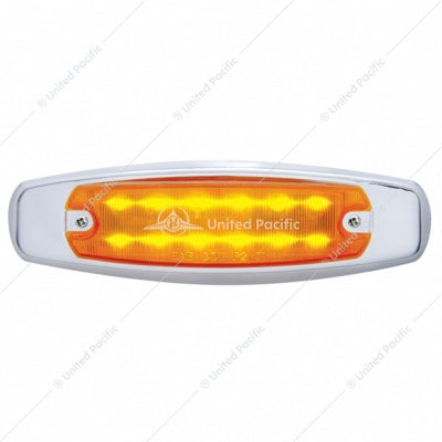 12 LED Rectangular Light (Clearance/Marker) With Chrome Bezel - Amber LED/Amber Lens