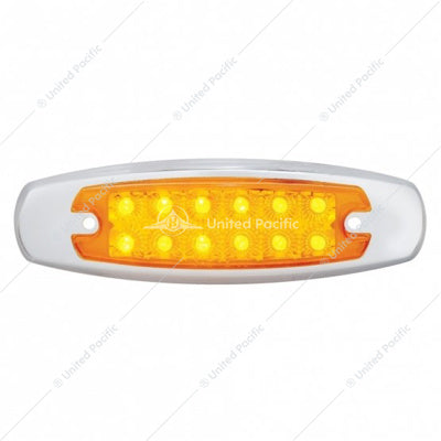 12 LED Reflector Rectangular Light With Bezel (Clearance/Marker) - Amber LED/Amber Lens