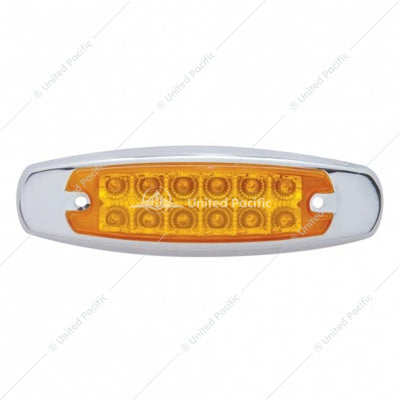 12 LED Reflector Rectangular Light With Bezel (Clearance/Marker) - Amber LED/Amber Lens