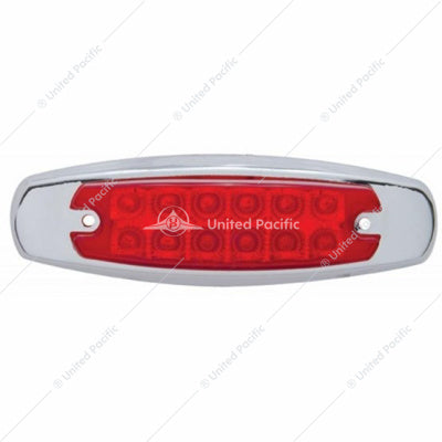 12 LED Reflector Rectangular Light With Bezel (Clearance/Marker) - Red LED/Red Lens