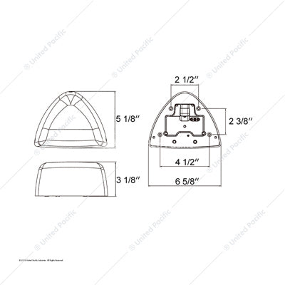 Sizing Illustration of the United Pacific Peterbilt 31 LED Turn Signal – Amber/Clear (1987–2007) Part # 38553