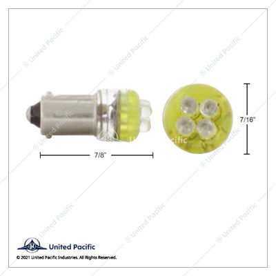 4 Micro LED 1893 Type Bulb - Amber - 2-Pack