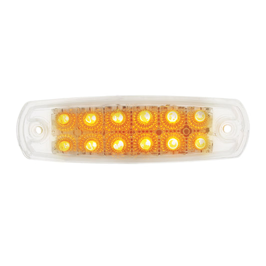 12 LED Reflector Rectangular Light (Clearance/Marker) - Amber LED/Clear Lens (Bulk)