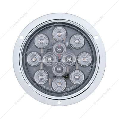 4" ROUND FLANGE MOUNT LIGHT (STOP, TURN & TAIL) - RED LED/CLEAR LENS-12 LED