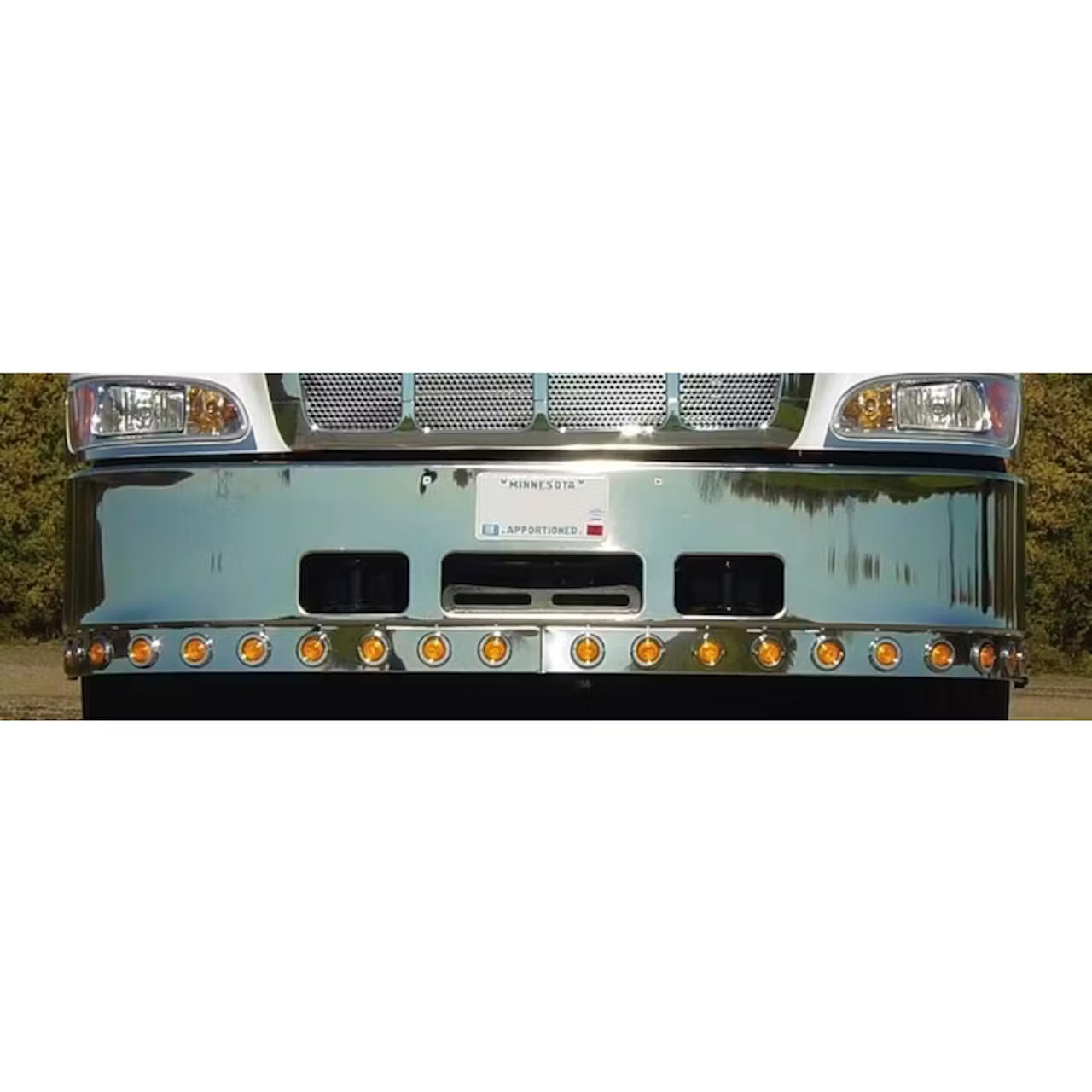 PETERBILT 386 BUMPER LIGHT BAR 114'' X 5" With (12) - 2'' ROUND HOLES