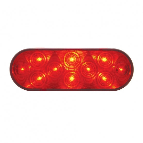 6" Oval Stop, Turn & Tail LED Light - 10 Diodes - Red LED/Red Lens