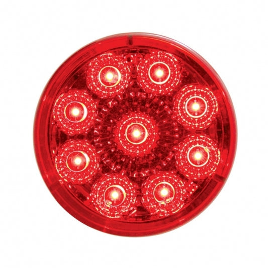 9 LED 2" Round Reflector Light (Clearance/Marker) - Red LED/Red Lens