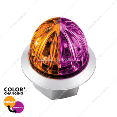 3/4" MINI WATERMELON DOUBLE FURY LIGHT WITH CLEAR LENS- AMBER & PURPLE LED