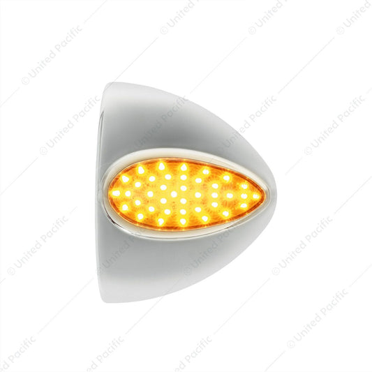 39 LED Teardrop Headlight Turn Signal Light Cover For Peterbilt - Amber LED/Clear Lens