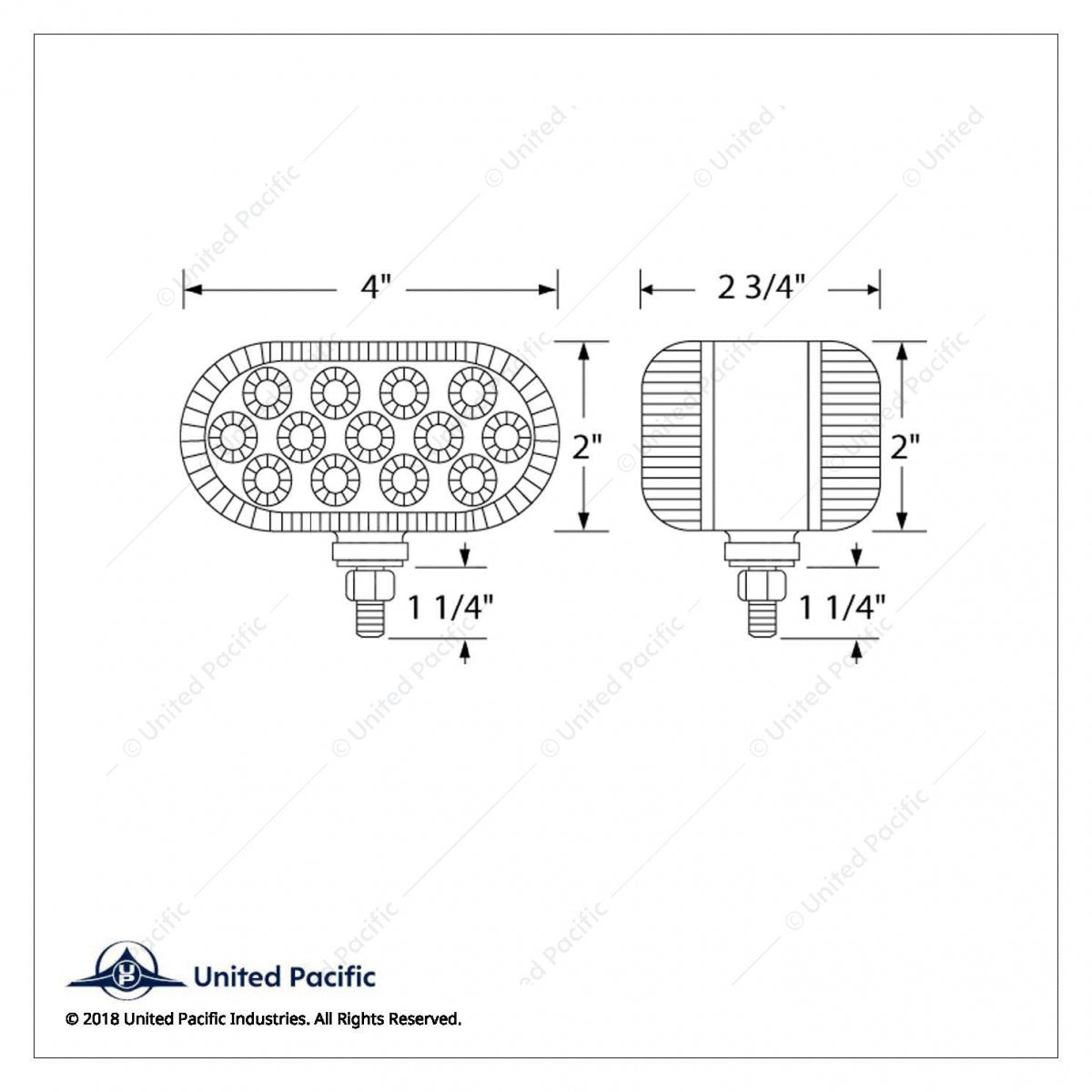 Amber & Red 26 LED/Clear Lens Dual Function Reflector Double Face Oval Light