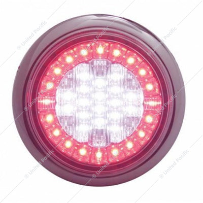 4'EURO STYLE FLANGE MOUNT LIGHT (STOP, TURN & TAIL) - WHITE LED/RED LED/CLEAR LENS